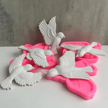 1 шт. Силиконовая форма для выпечки торта с птицей-ласточкой, Форма для переворачивания сахара, 3D Настенная роспись с Птицей, Украшение