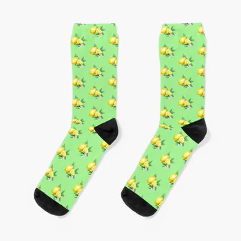 Свежая акварель, Лимон с цветами и листьями, носки, женские милые носки, компрессионные чулки, спортивные носки