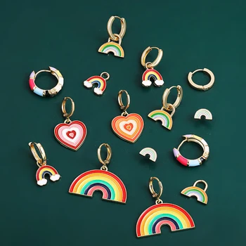 Новые модные Красочные серьги-радуги, Модные Очаровательные Маленькие серьги-кольца в виде сердца любви для женщин, Милые ювелирные изделия, подарок для девочек