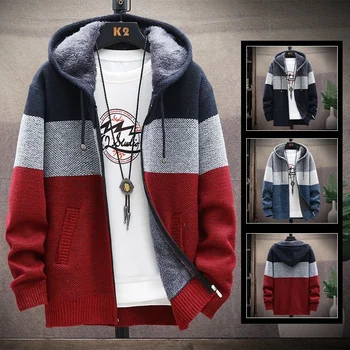 Мужской свитер, мужской кардиган, корейское модное зимнее пальто, плюшевая утепленная куртка