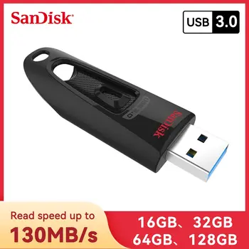 SanDisk USB3.0 CZ48 130 Мбит / с USB Флеш-накопитель 128 ГБ 64 ГБ 32 ГБ 16 ГБ Ручка U Диск Флэш-Накопитель Высококачественное Запоминающее устройство