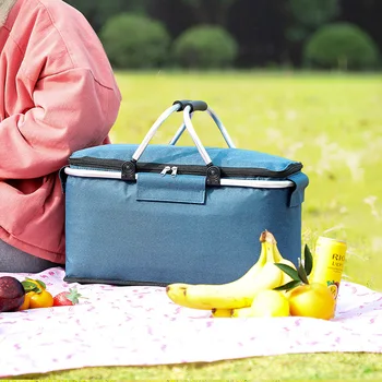 Практичная Складная корзина для пикника, портативная сумка большой емкости, корзины для фруктов с верхней ручкой, полезные вещи для дома