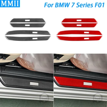 Для BMW 7 серии F01 2009-14 Карбоновая накладка на порог обеих боковых дверей, накладка на аксессуары для украшения интерьера автомобиля, наклейка